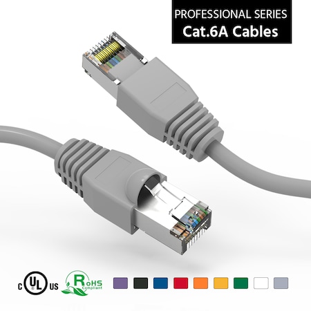 CAT6A Shielded (SSTP) Ethernet Network Booted Cable- 35ft- Gray